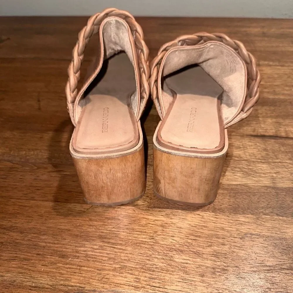 Bernardo Saffia Wood Leather Clog/Mule